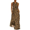 Classic Leopard Print Dress Trendy Animal Trendy Maxi Dress Aesthetic Casual Long Dresses V Neck