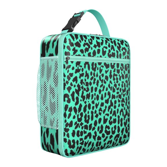 Classic Leopard Print Insulated Lunch Tote – Fashionable Animal Pattern with Abstract Texture and Glitter Details, Durable Waterproof Thermal Bag for Office, Travel, and Outdoor Use
