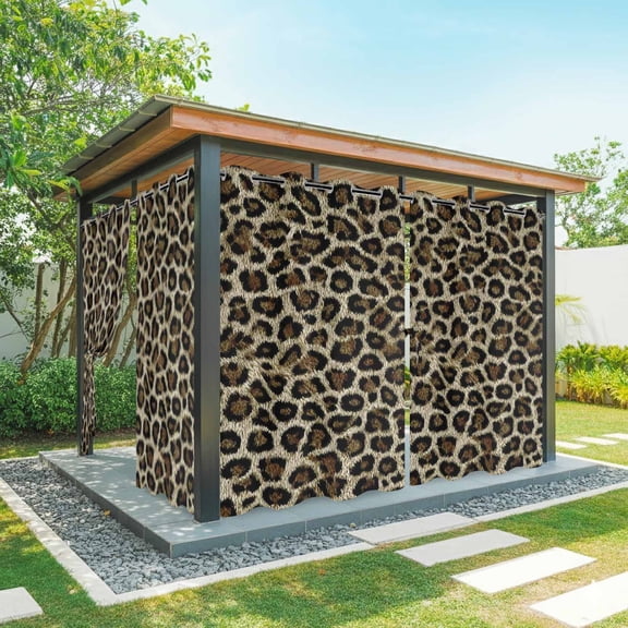 Classic Leopard Print Outdoor Curtains 1 Panel Retro Brown Black Animal Fur Texture Waterproof Weatherproof Privacy Curtain Thermal Outside Drape for Porch Pergola Patio 54 x 84 Inch