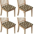 thumbnail image 1 of Classic Leopard Print Seat Covers for Dining Room Chairs Set Of 4,Stretch Printed Washable Chair Seat Cover with Elastic Ties and Button,Removable Waterproof Couch Cushion Covers, 1 of 6