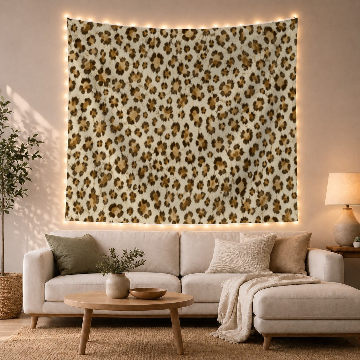 Classic Leopard Print Spots on Cream Background, Nostalgic Boho for ...