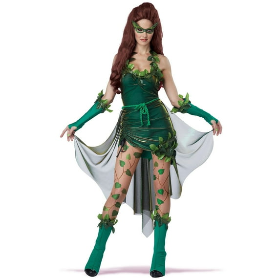 Classic Lethal Beauty Fancy-Dress Costume for Adults with Dark Green Dress and Accessories