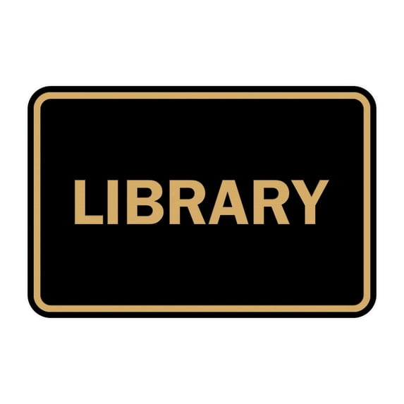 Classic Library Sign (Black Gold) - Large