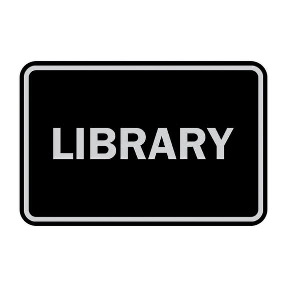 Classic Library Sign (Black / Silver) - Small