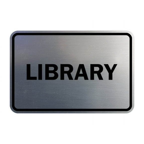 Classic Library Sign (Brushed Silver) - Small