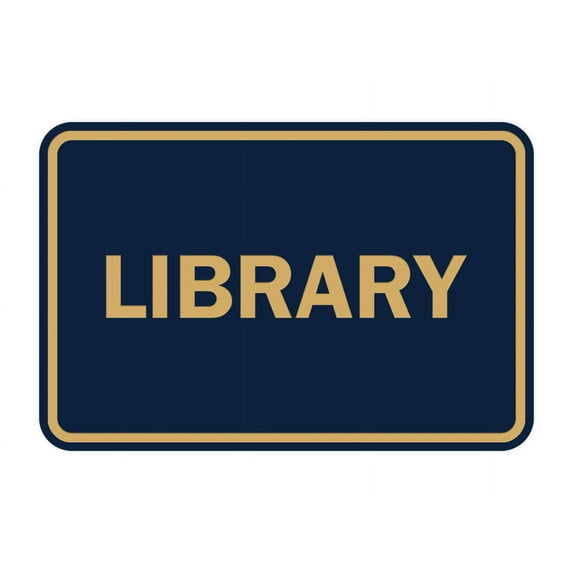 Classic Library Sign (Navy Blue/Gold) - Large
