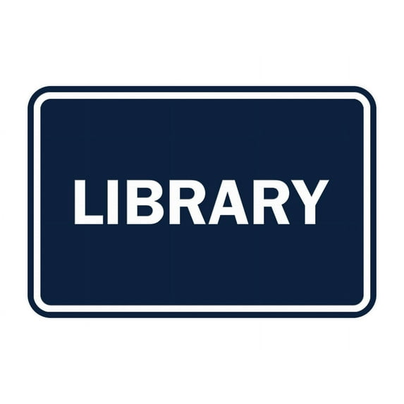 Classic Library Sign (Navy Blue / White) - Large