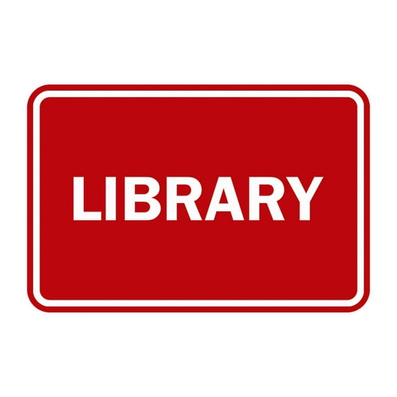 Classic Library Sign (Red) - Small