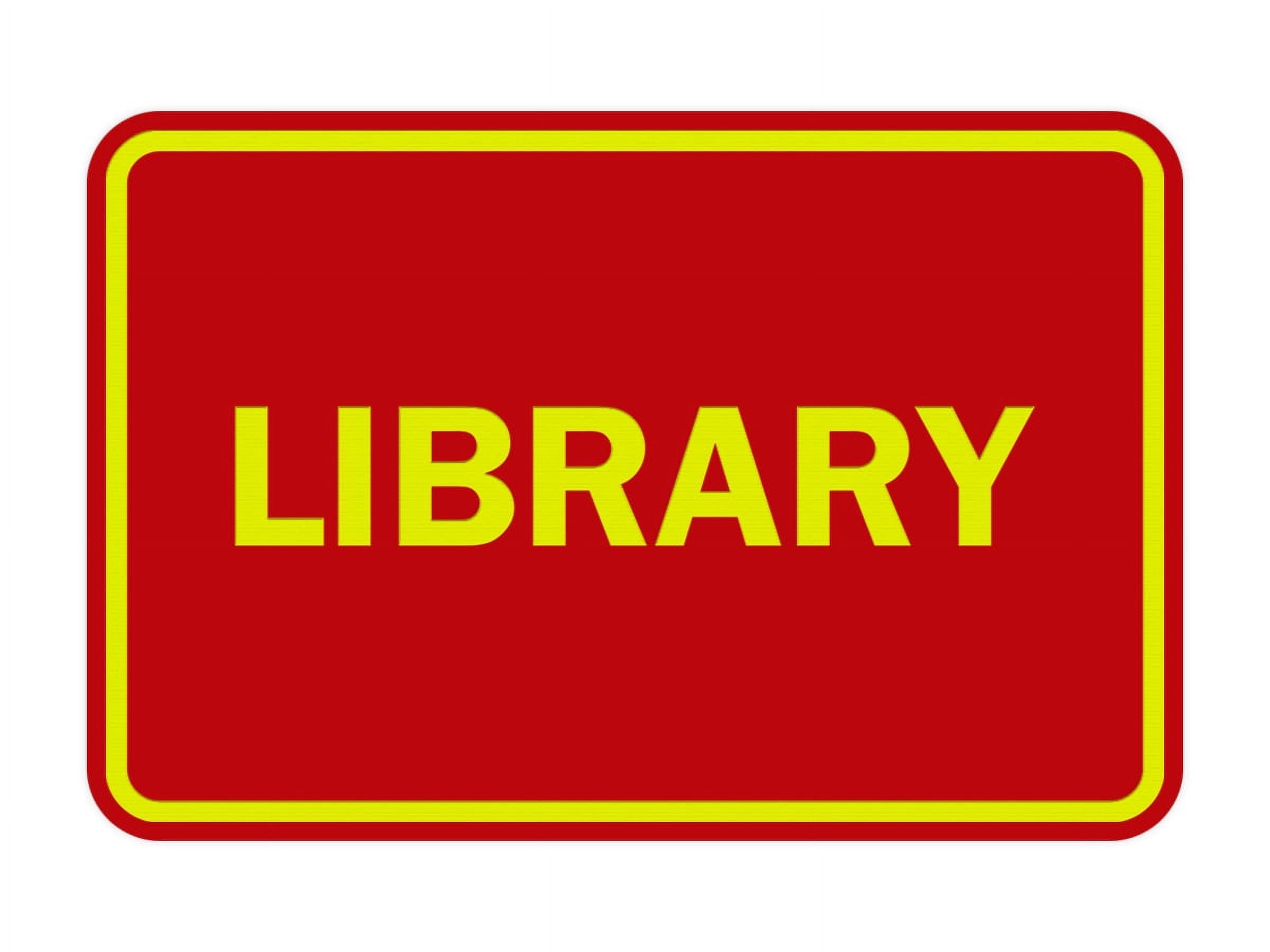 Library Yellow Sign Classic Library Sign (Red/Yellow) - Large - Walmart.com
