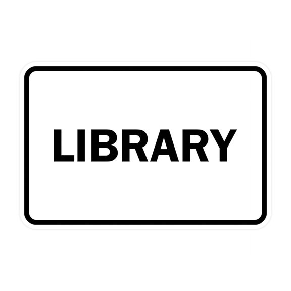 Classic Library Sign (White) - Medium