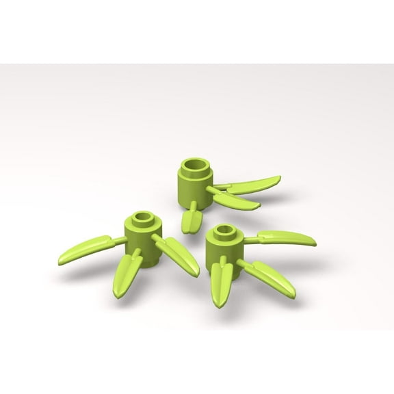 Classic Lime Plant Brick Bulk, Plant Brick Round 1x1 with 3 Bamboo Leaves 100 pcs, Compatible with Lego Parts and Pieces: Plant Brick 1x1 Lime