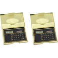 thumbnail image 1 of Set of 2 Slim Metal Business Card Holder Cases With Built-in Solar Calculator (Gold), 1 of 3