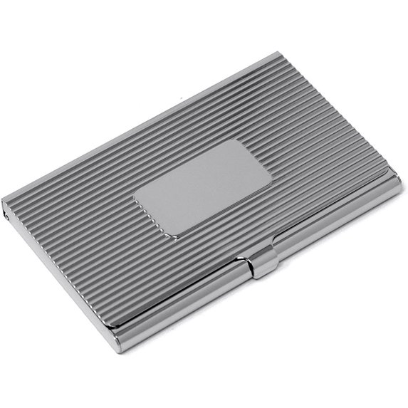 Classic Linear Print Business Card Holder With Center Plate