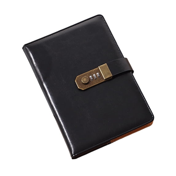 Classic Lined Hardcover Notebook with Lock for Writing Journaling Sketching A5 Password Black