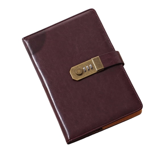 Classic Lined Hardcover Notebook with Lock for Writing Journaling Sketching A5 Password Brown