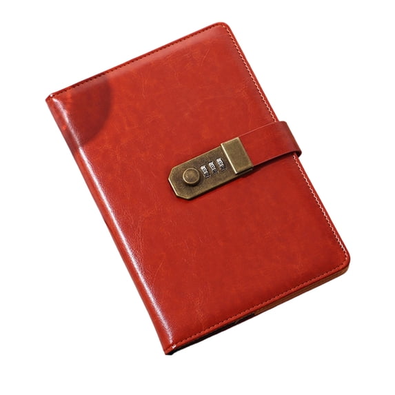 Classic Lined Hardcover Notebook with Lock for Writing Journaling Sketching A5 Password Orange