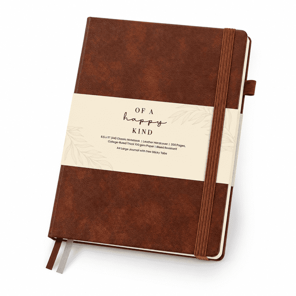 Classic Lined Journal Notebook 8.5x11" A4 Hardcover Leather - Brown
