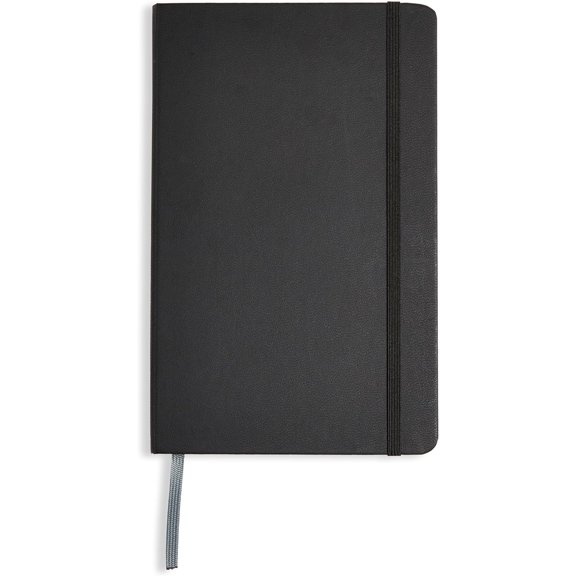Classic Lined Writing Notebook for Note Taking and Journaling, Hardcover with Elastic Closure, 240 Pages, 5" x 8.25", Black