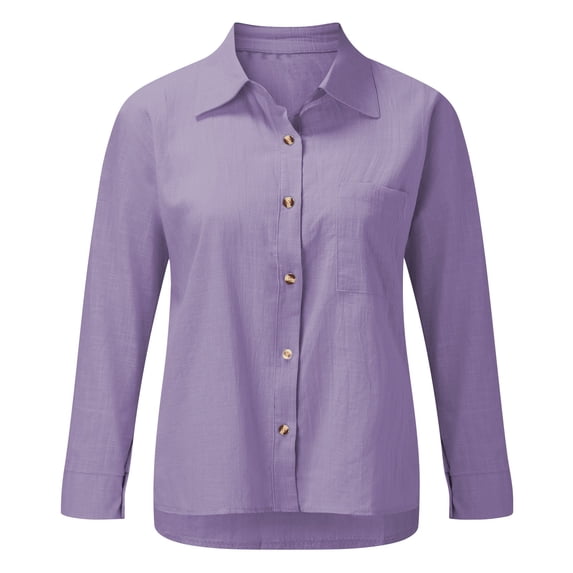 Classic Linen Cotton Shirt for Women Soft Button Down Top Everyday Essential Clear L