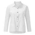 thumbnail image 1 of Classic Linen Cotton Shirt for Women Soft Button Down Top Everyday Essential White S, 1 of 9