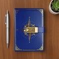 thumbnail image 1 of Classic Lockable Password Notebook – Vintage Compass Design with 3-Digit Combo Lock – 80g Paper, Faux Leather Cover for Journaling & Secrets‌, 1 of 6