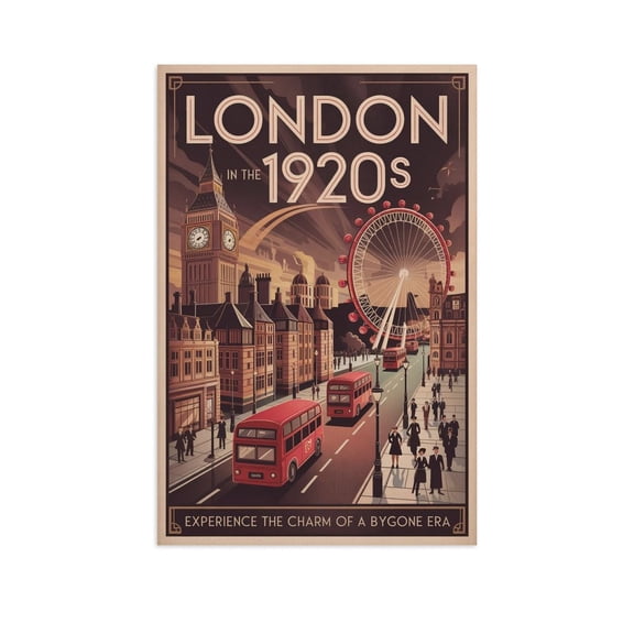 Classic London Vintage Poster Nostalgic Cityscape Travel Print for Home Print Poster