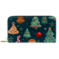 Classic Long Leather Wallet Christmas Gingerbread Man Travel Purse Card