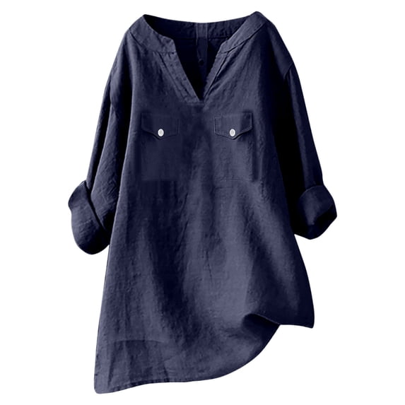 Classic Long Sleeve Casual Shirt With Collar And Chest Pocket Comfortable Open Front Blouse Top