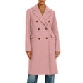 thumbnail image 1 of Classic Long Trench Coat for Women Double Breasted Wool Blend Jacket Pea Coat Notch Collar Mid Length Overcoat (2XL, Pink), 1 of 6