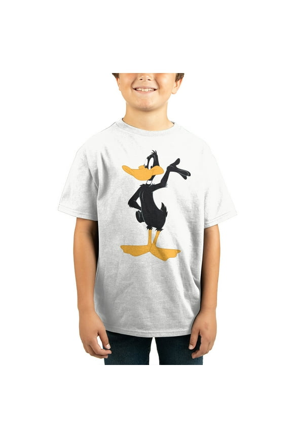 Classic Looney Tunes Daffy Duck Character Toddler Boy's White Graphic Tee-2T