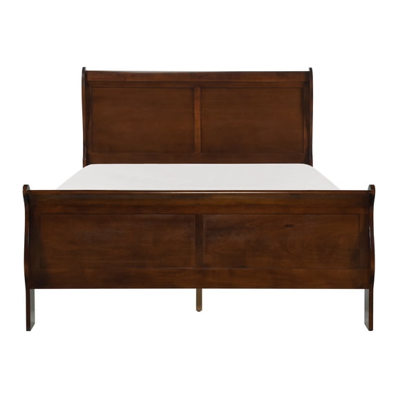 Classic Louis Philipe Style Eastern King Bed Brown Cherry Finish 1Pc Traditional Design Bedroom Furniture Sleigh Bed
