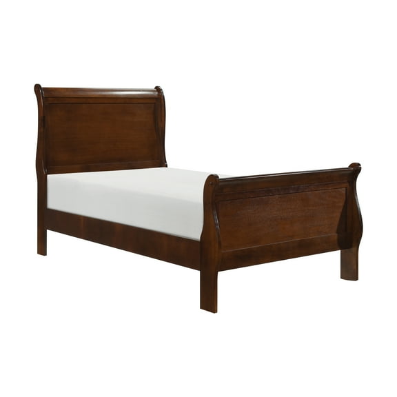 Classic Louis Philipe Style Twin Size Bed Brown Cherry Finish 1pc Traditional Design Bed