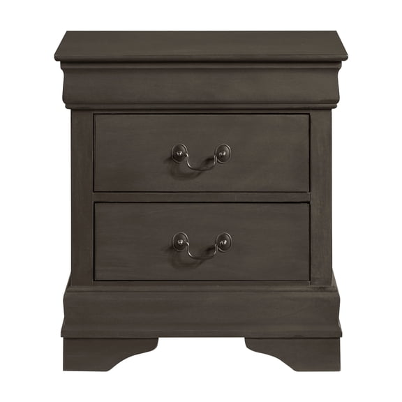 Classic Louis Philippe Style Stained Gray Finish 1pc Nightstand of 2x Drawers Traditional Design Bedroom Furniture