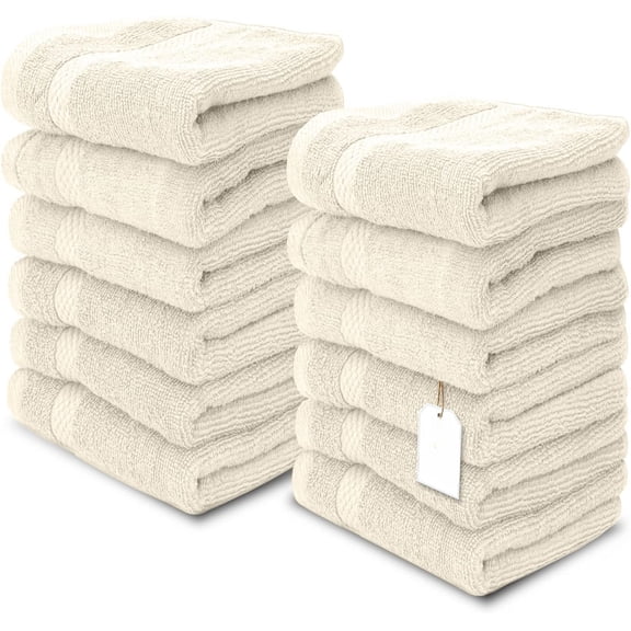 Classic Luxury Cotton Towels 13x13 Inch - 650 GSM Turkish Cotton | Hotel, Spa, Bathroom Face Towels | Pack of 12