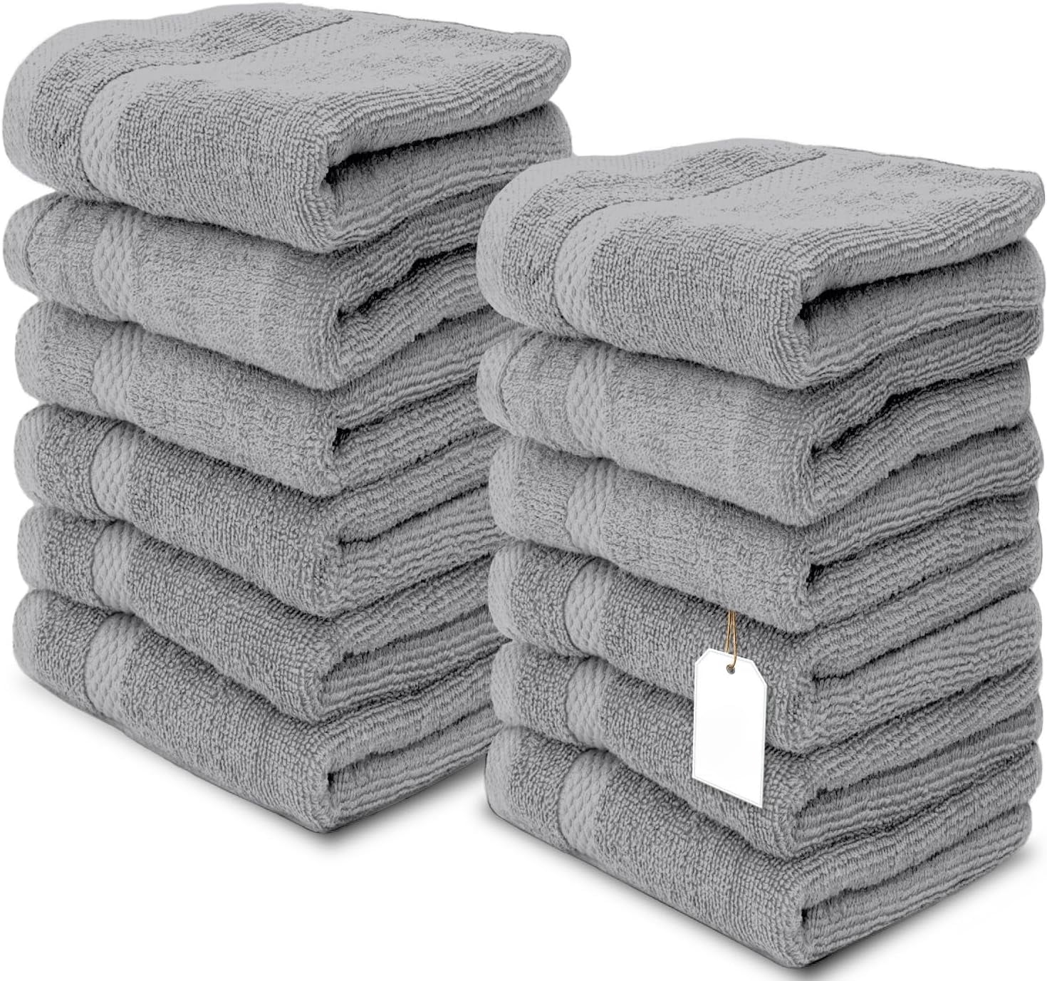 Classic Luxury Cotton Towels 13x13 Inch - 650 GSM Turkish Cotton | Hotel, Spa, Bathroom Face Towels | Pack of 12
