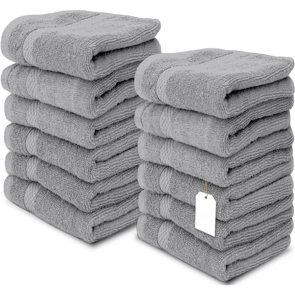 Classic Luxury Cotton Towels 13x13 Inch - 650 GSM Turkish Cotton | Hotel, Spa, Bathroom Face Towels | Pack of 12