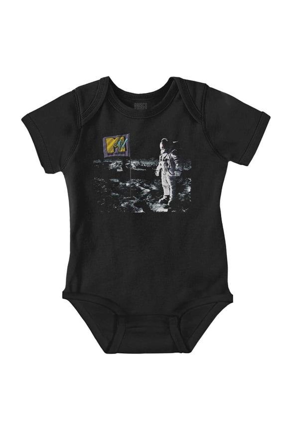 Classic MTV Logo Moon Man Space Flag Romper Boys or Girls Infant Baby Brisco Brands 6M