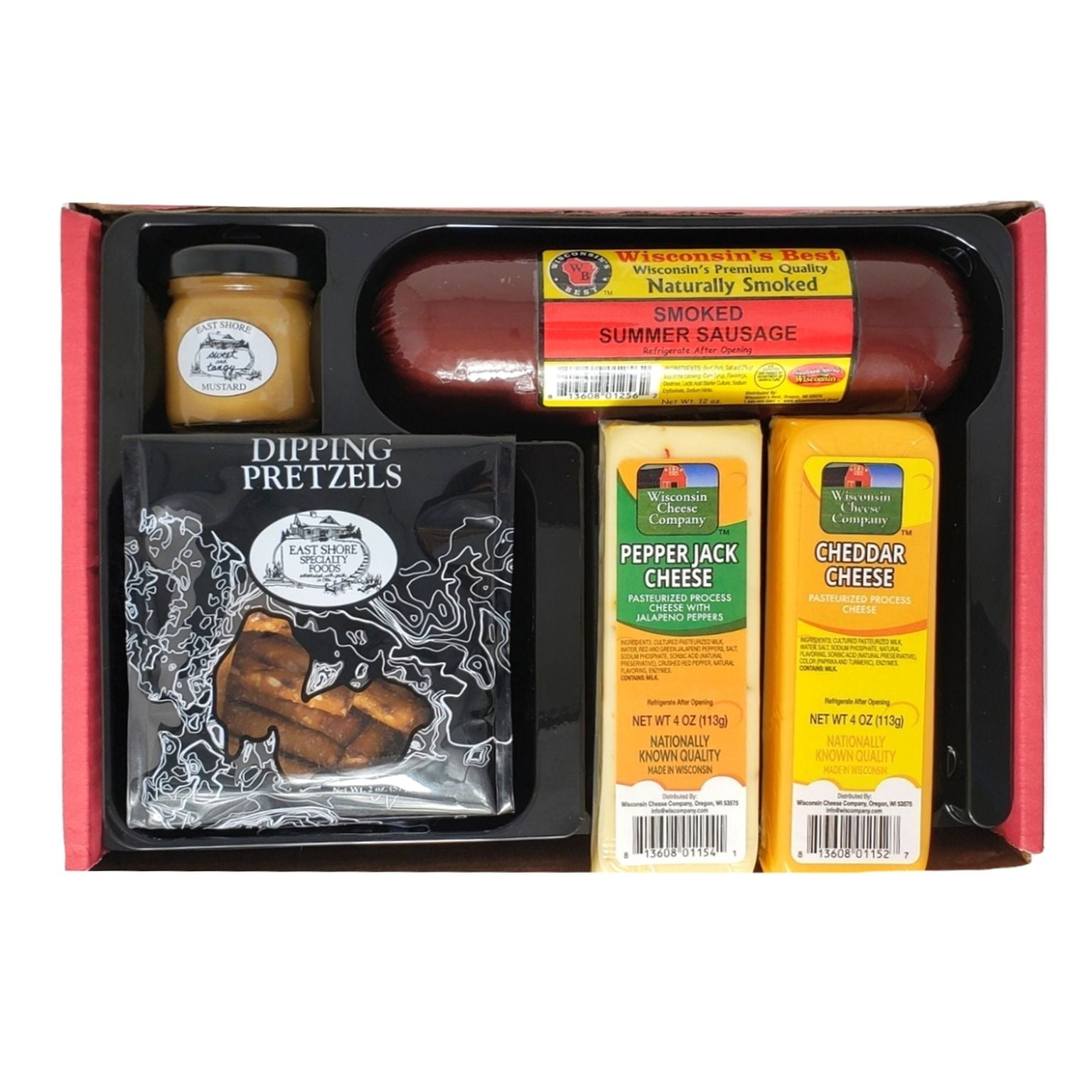 Classic Man Snack Gift Basket Wisconsin Cheeses, Summer Sausage, Pretzels and Gourmet Mustard