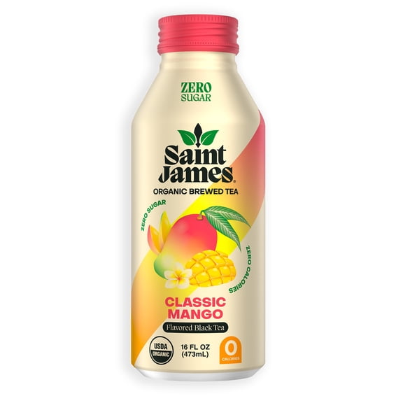 Saint James Classic Mango Organic Black Tea, 16 fl oz Bottle