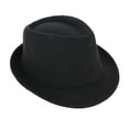 thumbnail image 1 of Classic Manhattan Structured Gangster Trilby Fabric Fedora Hat Black, 1 of 7