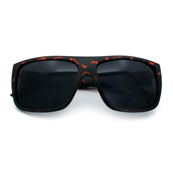 Classic Manly Rectangular Sporty Wrap Biker Style Plastic Sunglasses Tortoise - Black
