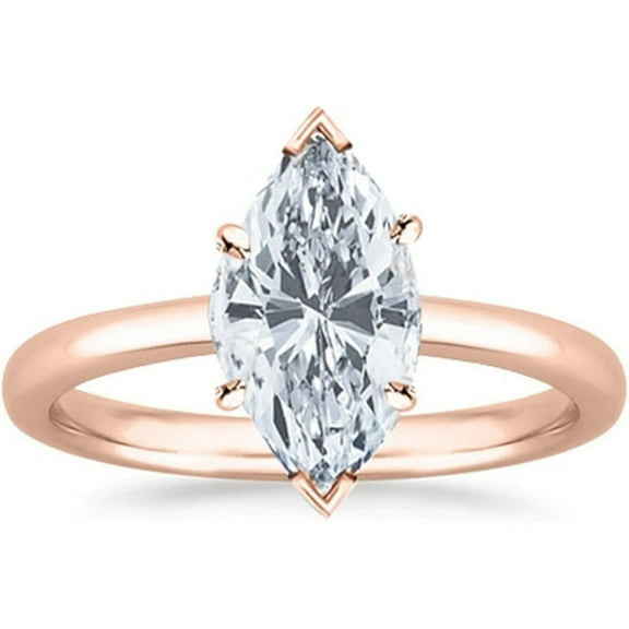 Classic Marquise Cut Diamond Wedding Engagement Ring For Women In 925 Sterling Silver 14K Rose Gold Plating