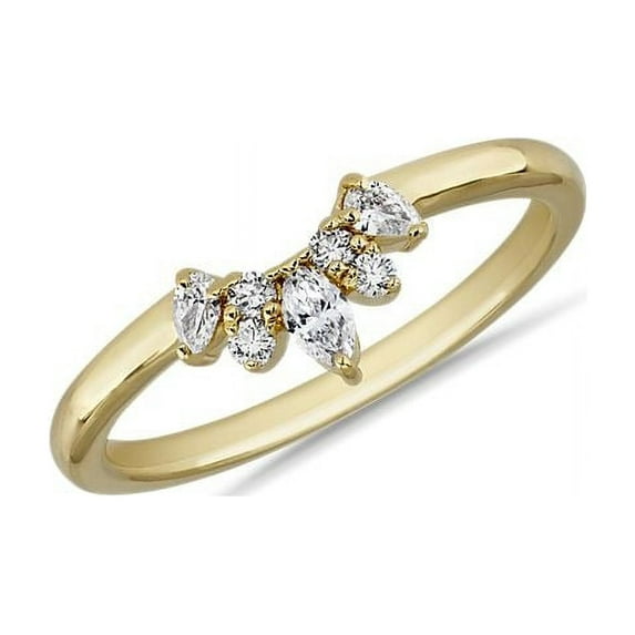Classic Marquise Shape 0.25 Ct IGI Certified Lab Grown Diamond Engagement Eternity Band for Fiancee Solid 18K Yellow Gold Size 7 (E/VVS2) by Diamond-Capitals