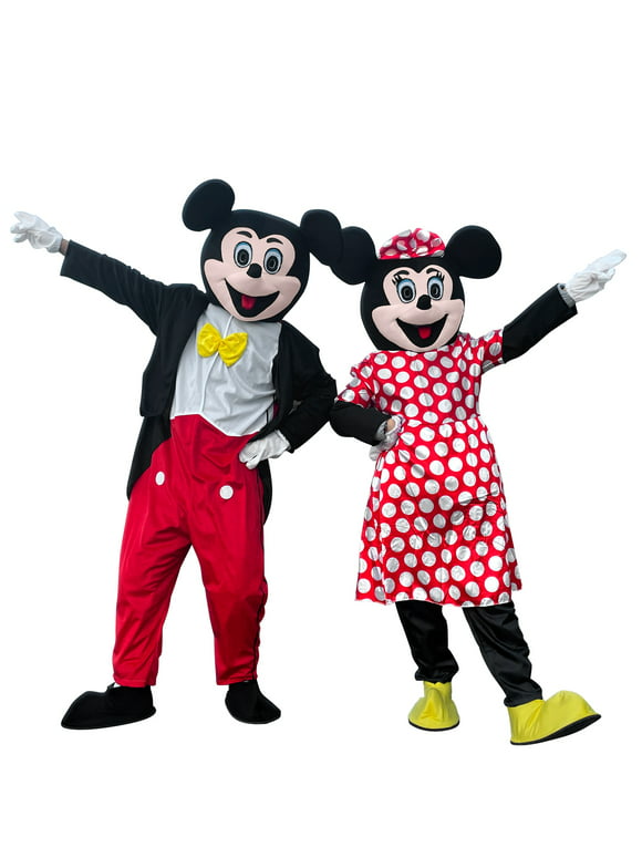 Classic Mascot Costume Compatible with Mickey and Minnie Mouse Adult Size for Men & Women Birthday Party