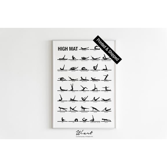 Classic Mat Pilates Moves Wall Art Print, Unframed Paper Poster 8x10in
