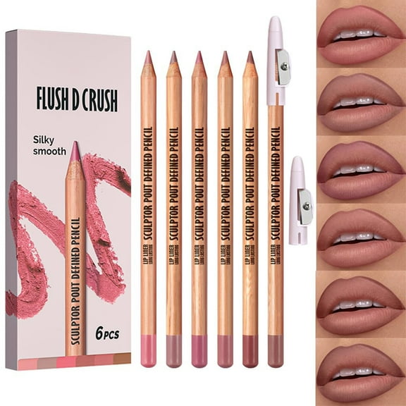 Classic Matte Series Lip Liner Set For Women Long-Lasting Lip Makeup Kit With 6 Colors Lipliner And Sharpener For Define