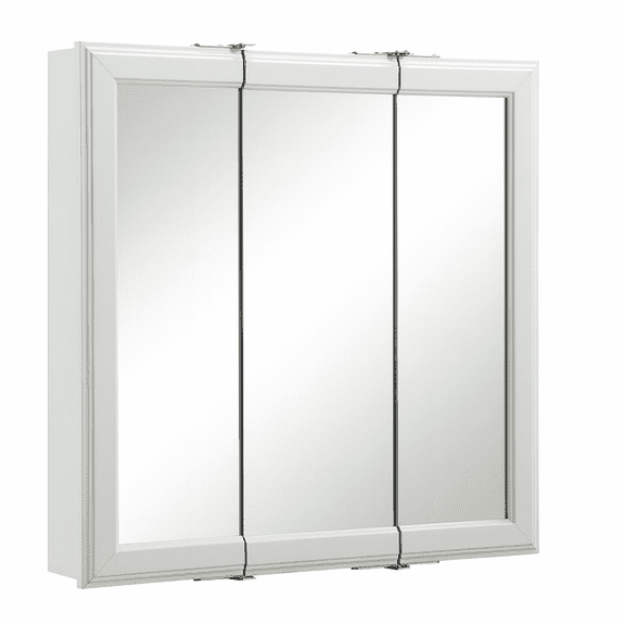 Design House 30" Modern Wood Wall Mount Tri-View Medicine Cabinet, White