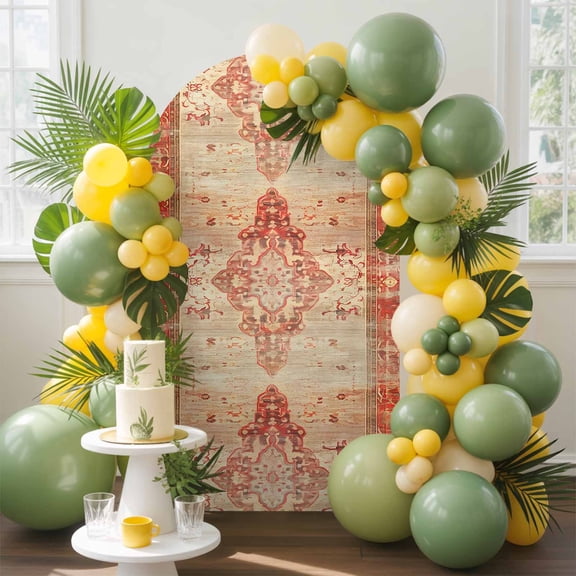 Classic Medieval Arch Backdrop Cover, 5FT, Retro African Patterns Spandex Arch Covers Double-Sided Backdrop for Wedding Birthday Party Photo Background Decoration