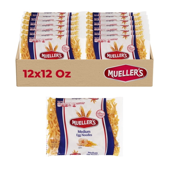 Mueller's Medium Egg Noodle Pasta, Quick & Easy Prep, Versatile Use, 12 Units, 7 lbs Total