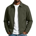 thumbnail image 1 of Classic Men Lightweight Jacket Lapel Full Zip Long Sleeve Coat with Lined,Daily Outdoor Commuting Travel Casual Comfy Wear,Green,L, 1 of 6